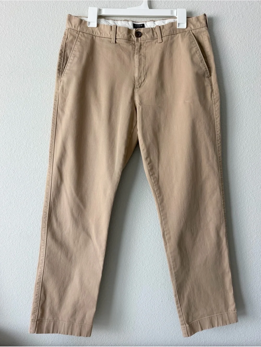 J.CREW Flex Chino Pants Mens 33x30 Beige Tan Straight Fit Stretch Old Money